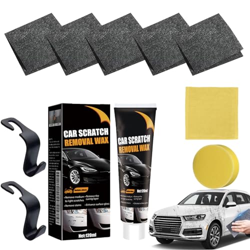 Nano Sparkle Tuch Auto Kratzer Original, Nanosparkle Tuch, Nano Sparkle Tu-ch Original Kaufen, Na-no Spar-kle Cloth, Entfernt Effektiv Autokratzer, Wasserflecken (5 Pcs+1 Pcs Kratzcreme) von Gienslru