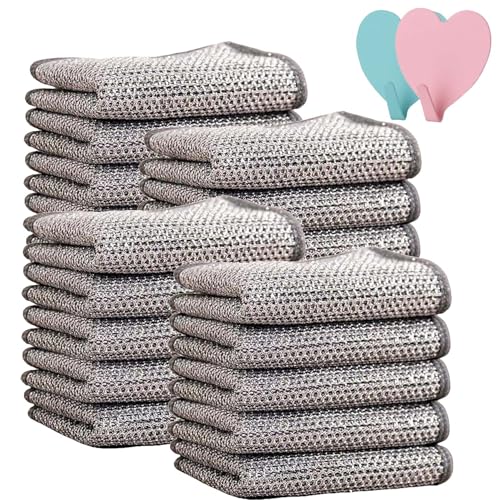 Gienslru Soup Grass Cleaning Cloth, Soup and Grass Cleaning Cloth, Multipurpose Wire Miracle Cleaning Cloths for Wet and Dry, for Dishes, Sinks, Counters, Stove Top (20pcs) von Gienslru