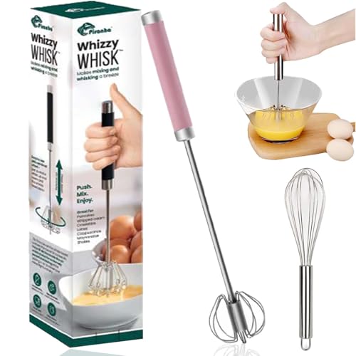 Stainless Steel Semi-Automatic Whisk, Whizzy Whisk,Easy Whisk for Cooking, Versatile Tool for Egg Beater, Milk Frother, Hand Push Whisk - Kitchen Utensil for Blending, Beating & Stirring (pink-S) von Gienslru