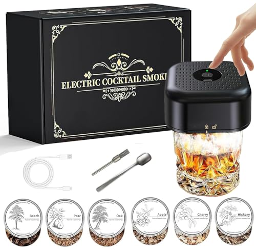 Gienxias Elektrischer Whisky-Räucherkit | 6 Holzspäne | USB Wiederaufladbar | Tragbarer Cocktail-Smoker Männer, Vater, Geburtstag oder Weihnachten von Gienxias
