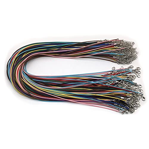 100 Stück gewachste Kordel mit Verschluss, 45,7 cm Länge, DIY, farbige gewachste Halskettenschnur, 1,5 mm Schmuckanhänger, gewachste Armbandschnur (Mixcolor) von Gierzijia