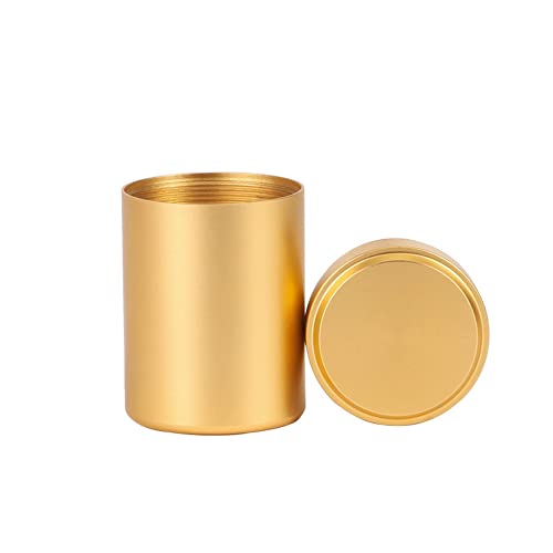 Gierzijia Seal Teedosen, farbige Titan-Aluminiumlegierung, runde Teedosen, Mini-tragbare, versiegelte Dose für Kaffee, Tee, Süßigkeiten, Aufbewahrung loser Teeblätter, Behälter (Gold, 60ml) von Gierzijia