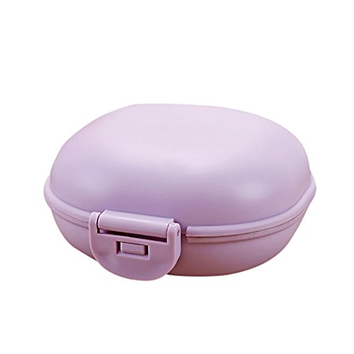 Tragbare Seifenschale mit Deckel, Badezimmer Seifenschale Tablett Fall Home Dusche Reise Wandern Halter Behälter Seifenschale Toilette Kreative Abfluss Seifenschale (Lila) von Gierzijia