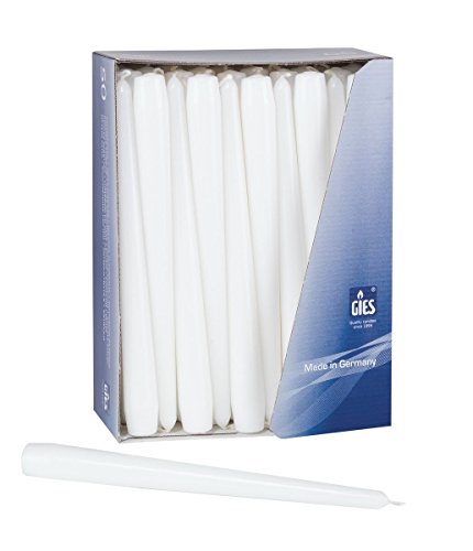 Gies 100er Packung Spitzkerzen Weiss 245 x 23,5 mm | Tafelkerzen Kerze Brenndauer 7 Stunden Gies 100er Packung Spitzkerzen Weiss 245 x 23,5 mm | Tafelkerzen Kerze Brenndauer 7 Stunden von Gies