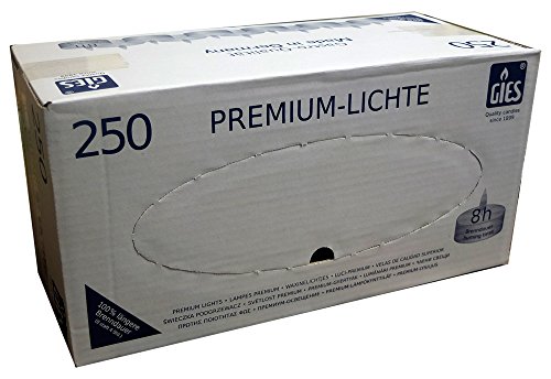 500 St. Gies - Premium - Teelichter, 8 Std. Brenndauer, Ø 38 mm, ideal für Gastronomie von Gies