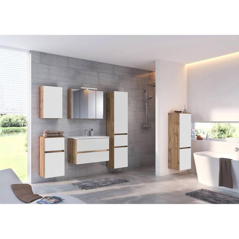 home24 Spiegelschrank Tira 60cm Braun/Wotaneiche Dekor von home24