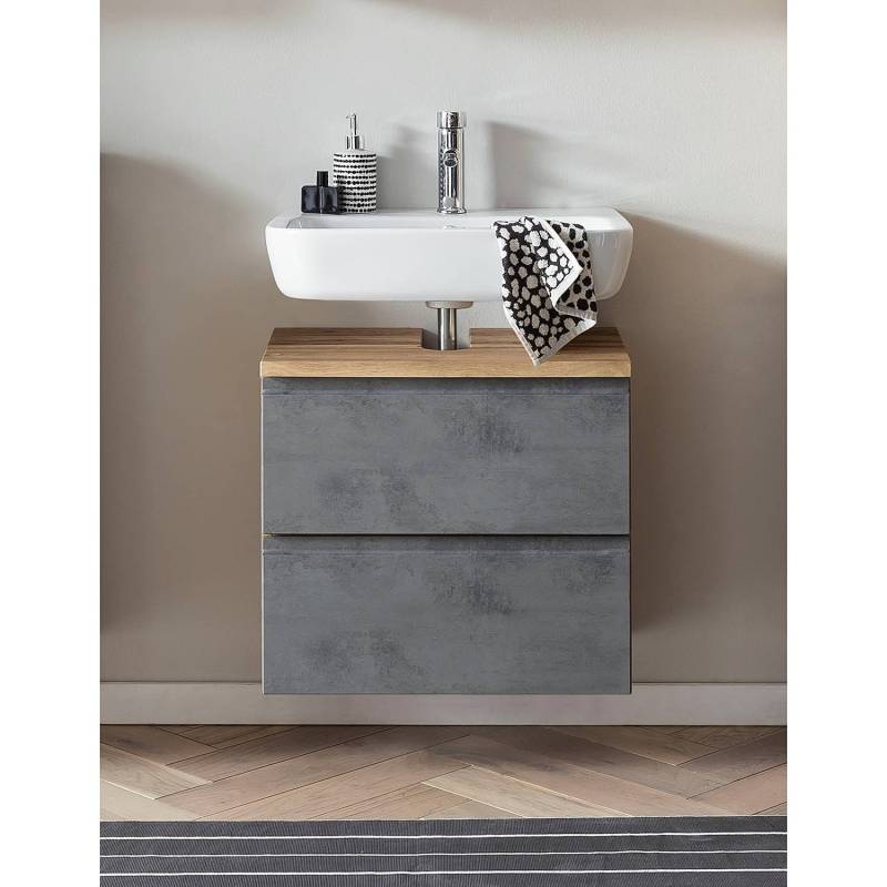 home24 Waschbeckenunterschrank I 60 x 54 x 35cm Grau/Beton Dekor home24 Waschbeckenunterschrank I 60 x 54 x 35cm Grau/Beton Dekor von home24