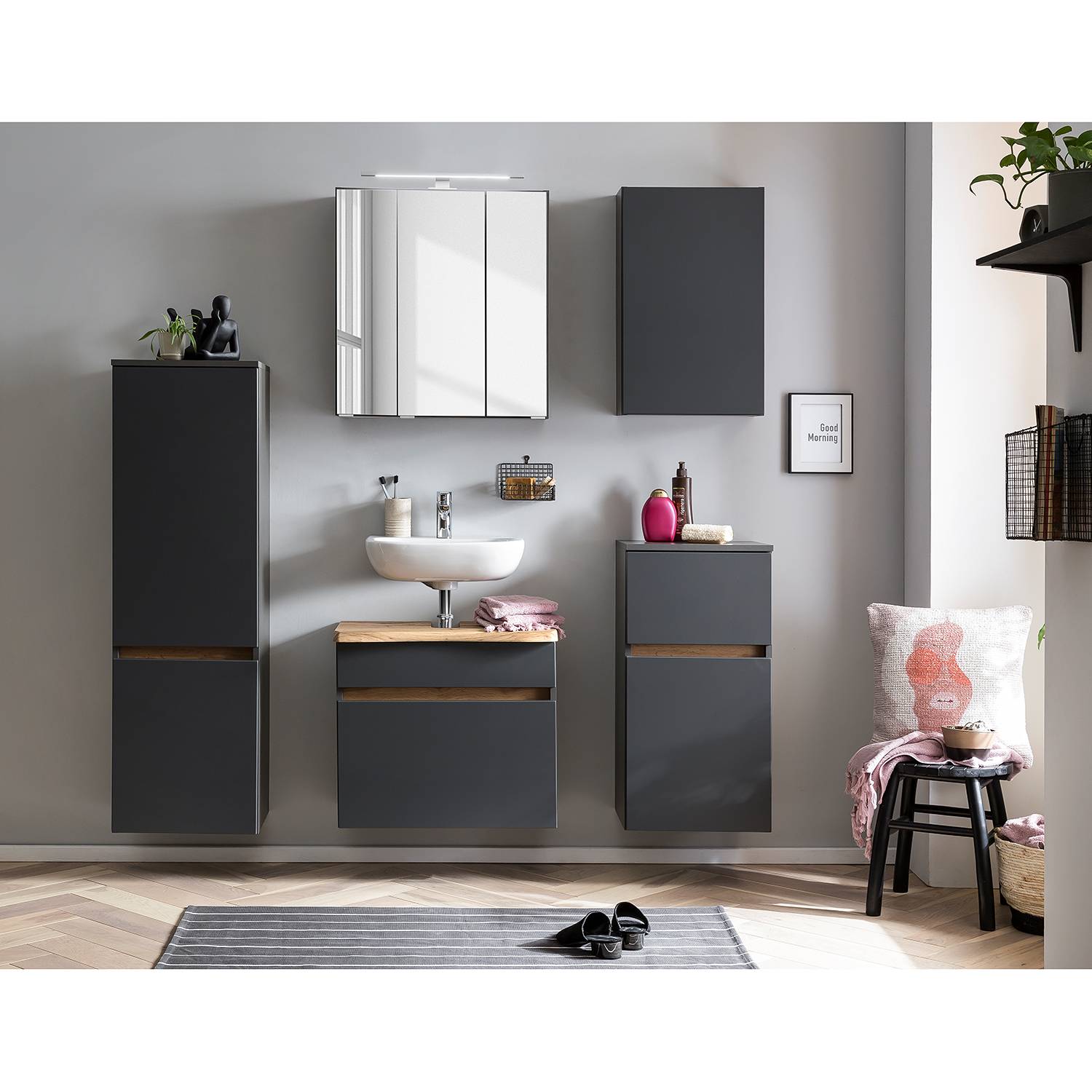 home24 Waschbeckenunterschrank 61 x 55 x 40cm Grau/Matt Grau home24 Waschbeckenunterschrank 61 x 55 x 40cm Grau/Matt Grau von home24