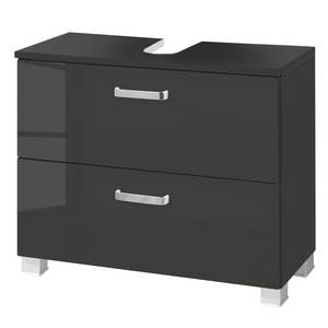 home24 Waschbeckenunterschrank I 70cm Grau/Hochglanz Grau/Graphit von home24