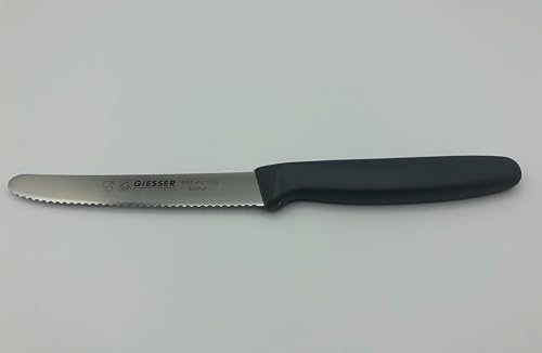 Giesser Messer Brötchenmesser Tomatenmesser Küchenmesser 11cm Klinge 3mm Wellenschliff Klinge 11cm (Grau) von Giesser Messer