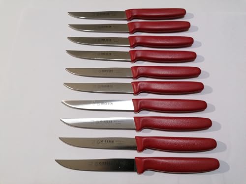 Giesser Messer - Made in Germany - Steakmesser Tomatenmesser Küchenmesser glatte Schneide 11cm Rot, 10 St. mit Glatten Schneide Giesser Messer - Made in Germany - Steakmesser Tomatenmesser Küchenmesser glatte Schneide 11cm Rot, 10 St. mit Glatten Schneide von Giesser Messer