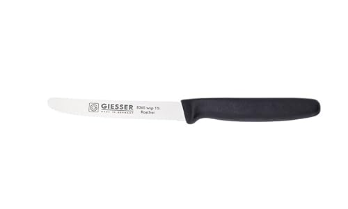 Giesser Messer Tomatenmesser Brötchenmesser Tafelmesser 11cm mit Wellenschliff 3mm - 5er Set (Schwarz) von Giesser Messer