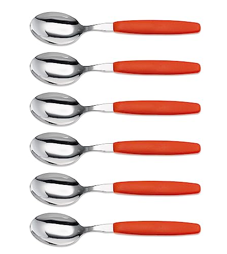 6er Set Giesser Messer Besteck Made in Germany - Löffel Esslöffel Suppenlöffel groß - ideal für Camping Rostfreier Edelstahl, ergonomischer Griff - Made in Germany - Rot von Giesser