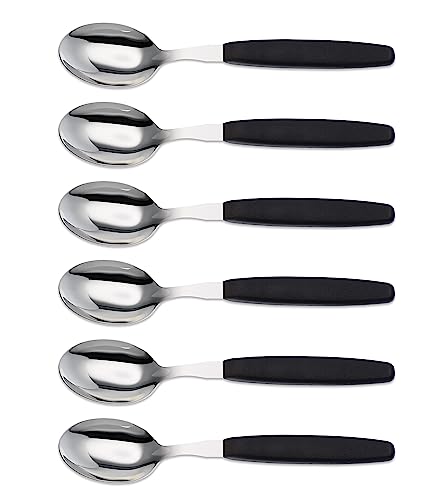 6er Set Giesser Messer Besteck Made in Germany - Löffel Esslöffel Suppenlöffel groß - ideal für Camping Rostfreier Edelstahl, ergonomischer Griff - Made in Germany - Schwarz von Giesser