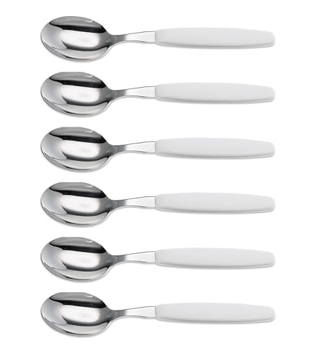 6er Set Giesser Messer Besteck Made in Germany - Löffel Esslöffel Suppenlöffel groß - ideal für Camping Rostfreier Edelstahl, ergonomischer Griff - Made in Germany - Weiß von Giesser