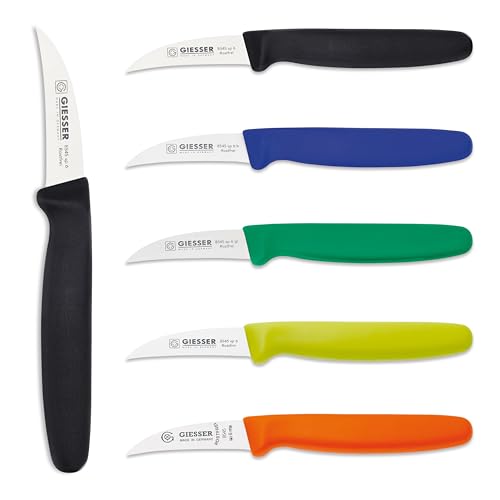 Giesser Messer 5er Set Schälmesser Tourniermesser Klinge 6cm gebogen Farben gemischt - Schwarz Blau Grün Limette Orange von Giesser