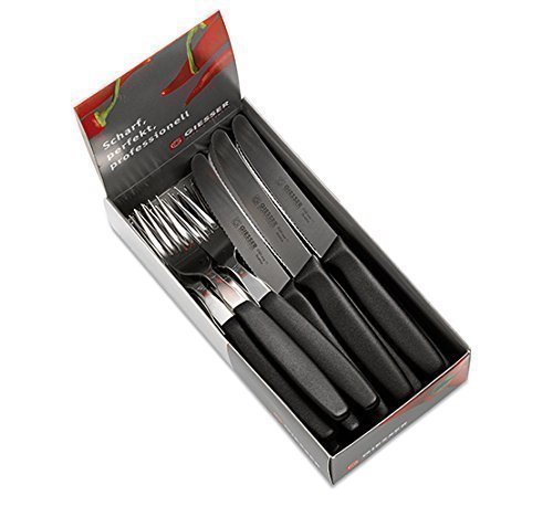 Giesser Messer Pizza Set Spezial 20-Teilig 9878 sp, Rostfrei, 10x Pizzamesser 11cm Klinge mit Wellenschliff, 10 x Steakgabel Spezial von Giesser Messer