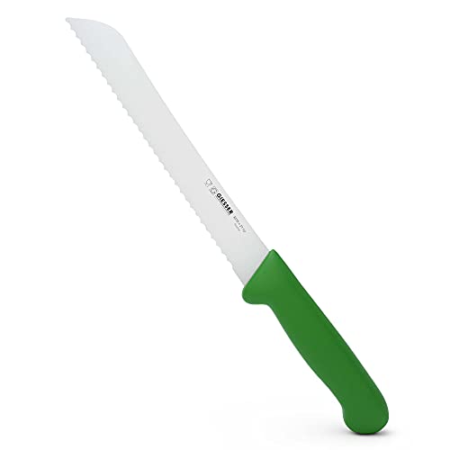 Giesser seit 1776 - Made in Germany - Brotmesser 21 cm Veggie, grün, nachhaltiger Griff, rutschfest, wellenschliff, rostfrei, scharfes Messer für gesunde Küche von Giesser
