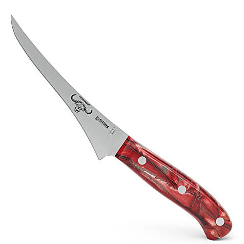 Giesser seit 1776 - Made in Germany - Filetiermesser 17 cm Red Diamond, PremiumCut Filet No 1, Filiermesser, Acryl, rot, rostfrei, deutsches Grillmesser scharf von Giesser