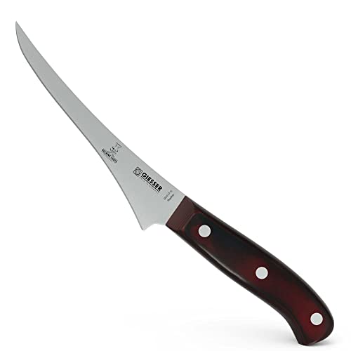 Giesser seit 1776 - Made in Germany - Filetiermesser 17 cm Rocking Chefs, PremiumCut Filet No 1, Filiermesser, Micarta, rot, genietet, rostfrei, deutsches Grillmesser scharf von Giesser