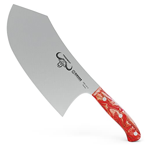 Giesser seit 1776 - Made in Germany - Hackbeil 22 cm Red Diamond, PremiumCut Butcher No 1, Hackmesser, Acryl, rot, rostfrei, deutsches Grillmesser scharf von Giesser