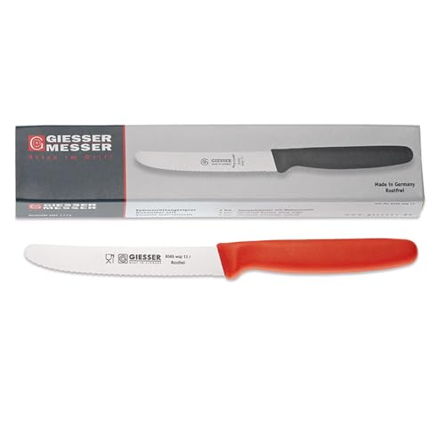Giesser seit 1776 - Made in Germany - Tomatenmesser 6er Set rot, Klinge 11 cm, rutschfest, kleines Universalmesser spülmaschinenfest, rostfrei von Giesser