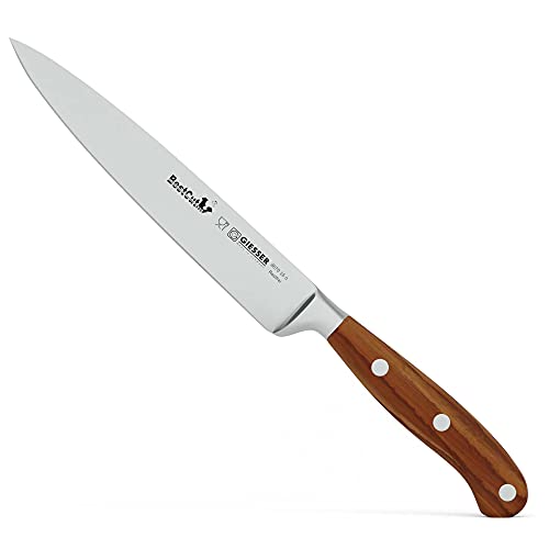 Giesser seit 1776 - Made in Germany - scharfes Zubereitungsmesser geschmiedet Olivenholz BestCut Olive, 15 cm, schmales Küchenmesser rostfrei von Giesser