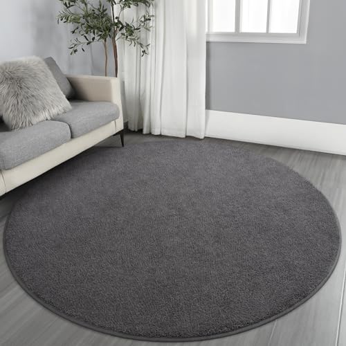 Gifeas Ultraweiche, runde Teppiche für Wohnzimmer, Schlafzimmer, 120 x 120 cm, Dunkelgrau, verdickter Memory-Schaum, moderner Kreisteppich, rutschfest, bequem, runder Teppich für Jungen und Mädchen, Gifeas Ultraweiche, runde Teppiche für Wohnzimmer, Schlafzimmer, 120 x 120 cm, Dunkelgrau, verdickter Memory-Schaum, moderner Kreisteppich, rutschfest, bequem, runder Teppich für Jungen und Mädchen, von Gifeas