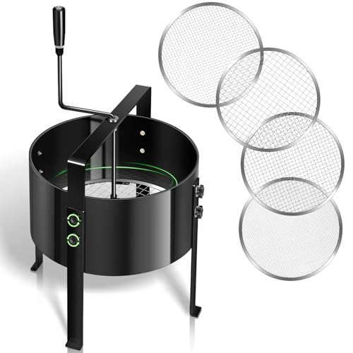 Gifeerory 5-in-1 Gartensieb Erdsieb, Effizientes Handkurbelsieb aus Metall mit 4 Austauschbaren Sieben für Garten Erde Steine Kompost Unkraut Sand von Gifeerory