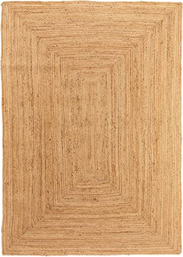 Gifiie Jute Teppich Rechteck, Teppich Handgewebt 100% Naturfaser de Jute, Farbe Natur, Naturjute großer ökologischer und reversibler Teppich für Wohnkultur. von Gifiie