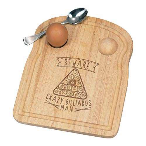 Beware Crazy Billard Man Breakfast Dippy Eierbecher Brett Holz von Gift Base