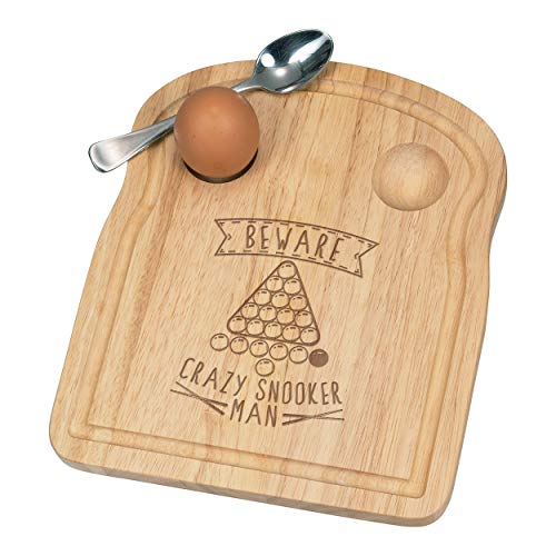 Beware Crazy Snooker Man Breakfast Dippy Eierbecher Brett Holz von Gift Base