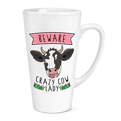 Beware Verrückte Kuh Damen 17oz Groß Latte Becher Tasse von Gift Base
