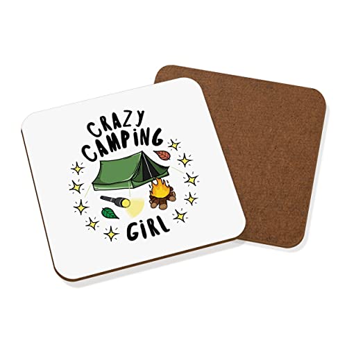 Crazy Camping Girl Stars Untersetzer Getränkematte von Gift Base