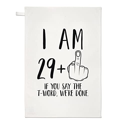 Geschirrtuch mit Aufschrift "I Am 29 + Middle Finger", zum 30. Geburtstag von Gift Base