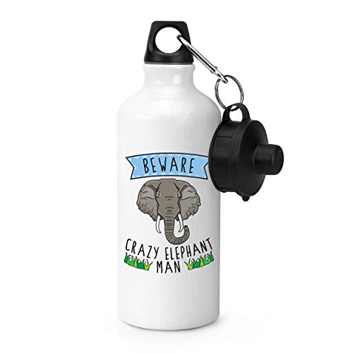 Gift Base Beware Verrückte Elefant Mann Sports Flasche Wasser Fitness 600ml Weiß von Gift Base