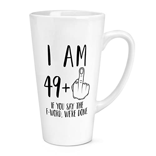 Gift Base Große Latte-Tasse mit Aufschrift "I Am 49 + Middle Finger", 50. Geburtstag, 482 ml von Gift Base