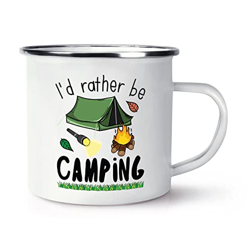 Gift Base Tasse mit Aufschrift "I'd Rather Be Camping", Emaille Gift Base Tasse mit Aufschrift "I'd Rather Be Camping", Emaille von Gift Base