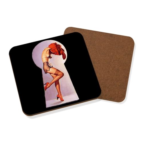 Gil Elvgren Getränkeuntersetzer mit Aufschrift "Peek A View", Motiv Pin Up Girl Gil Elvgren Getränkeuntersetzer mit Aufschrift "Peek A View", Motiv Pin Up Girl von Gift Base