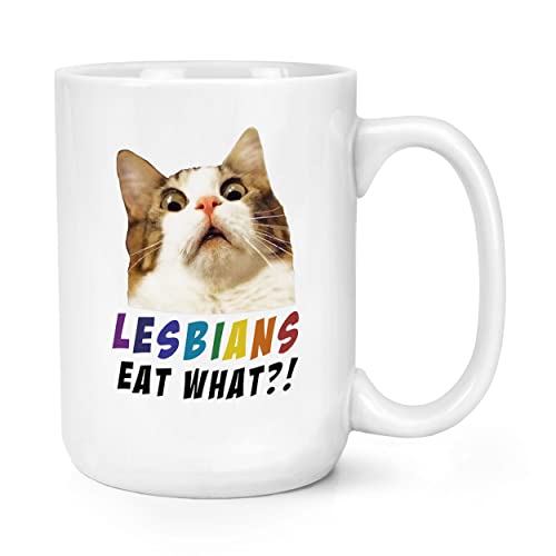 Große Tasse mit Aufschrift "Lesbians Eat What", 425 ml von Gift Base