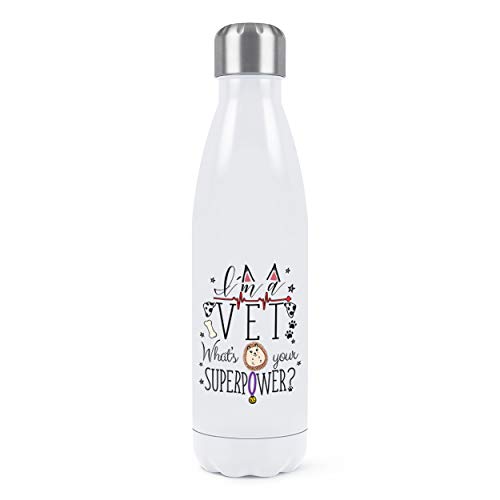 I'M A Tierarzt Was Ihre Superpower Doppelwand Wasserflasche Isoliert Edelstahl SPORTS Getränke 500ml Weiß von Gift Base