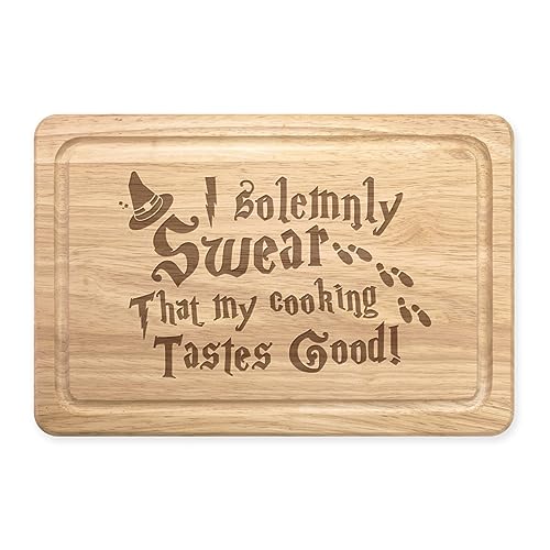 I Solemnly Swear That My Cooking Tastes Good rechteckiges Schneidebrett aus Holz von Gift Base