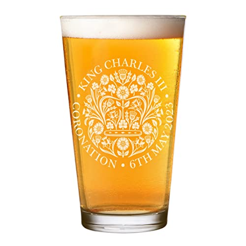 Krönung Emblem König Charles III Pint Glas Shaker Craft Bier Cider Gedenkgeschenk Seine Majestät 6. Mai 2023 von Gift Base
