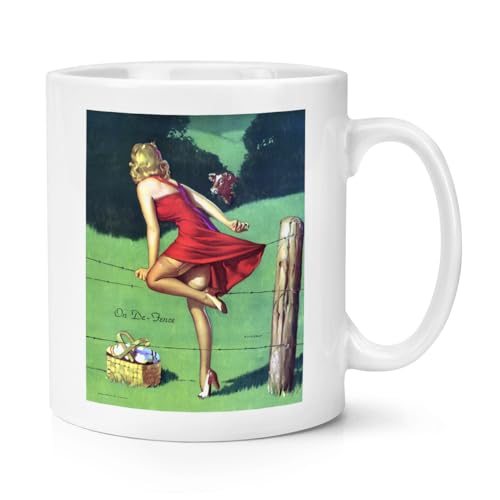 On De Fence Pin Up Girl Tasse von Gil Elvgren, Reproduktionsdruck, 284 ml von Gift Base