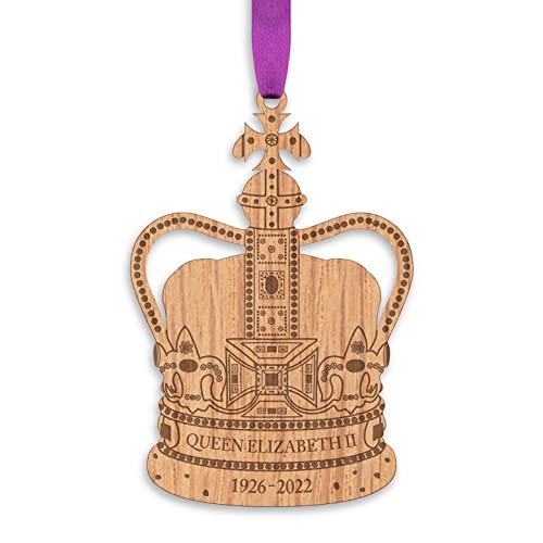 Queen Elizabeth II Holzkrone 1926-2022 Weihnachtskugel Baumschmuck Ornament Gedenkgeschenk Erinnerung von Gift Base