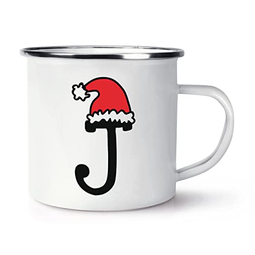 Tasse mit Weihnachtsmütze, Emaille, Buchstabe J von Gift Base