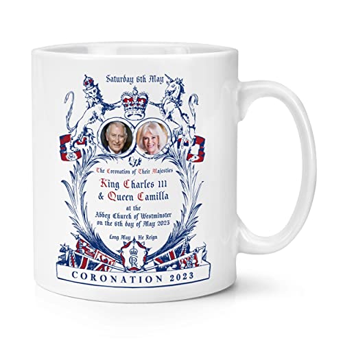 Vintage-Einladungskarte King Charles III & Camilla Coronation 284 ml Tasse Tasse König Krönung Gedenkgeschenk 6. Mai 2023 von Gift Base