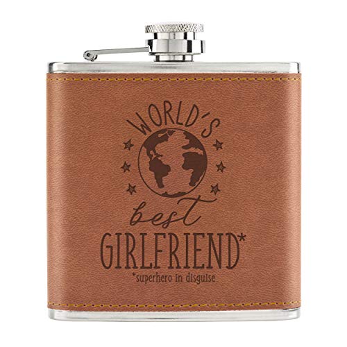 World's Best Freundin 6oz Pu-Leder Flachmann Hellbraun von Gift Base