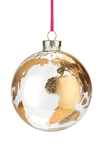 Dekokugel Weltkugel Glas Ø 10 cm Gold transparent Hänger Kugel Weihnachtskugel von Gift Company