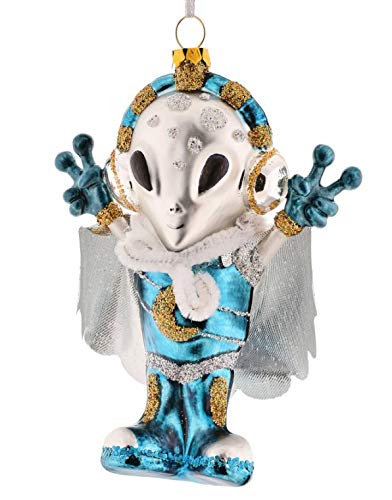 Gift Company Christbaumschmuck Weihnachtsdeko Tannenbaumschmuck X-Mas Hänger Space Alien mit Umhang blau/Silber von Gift Company